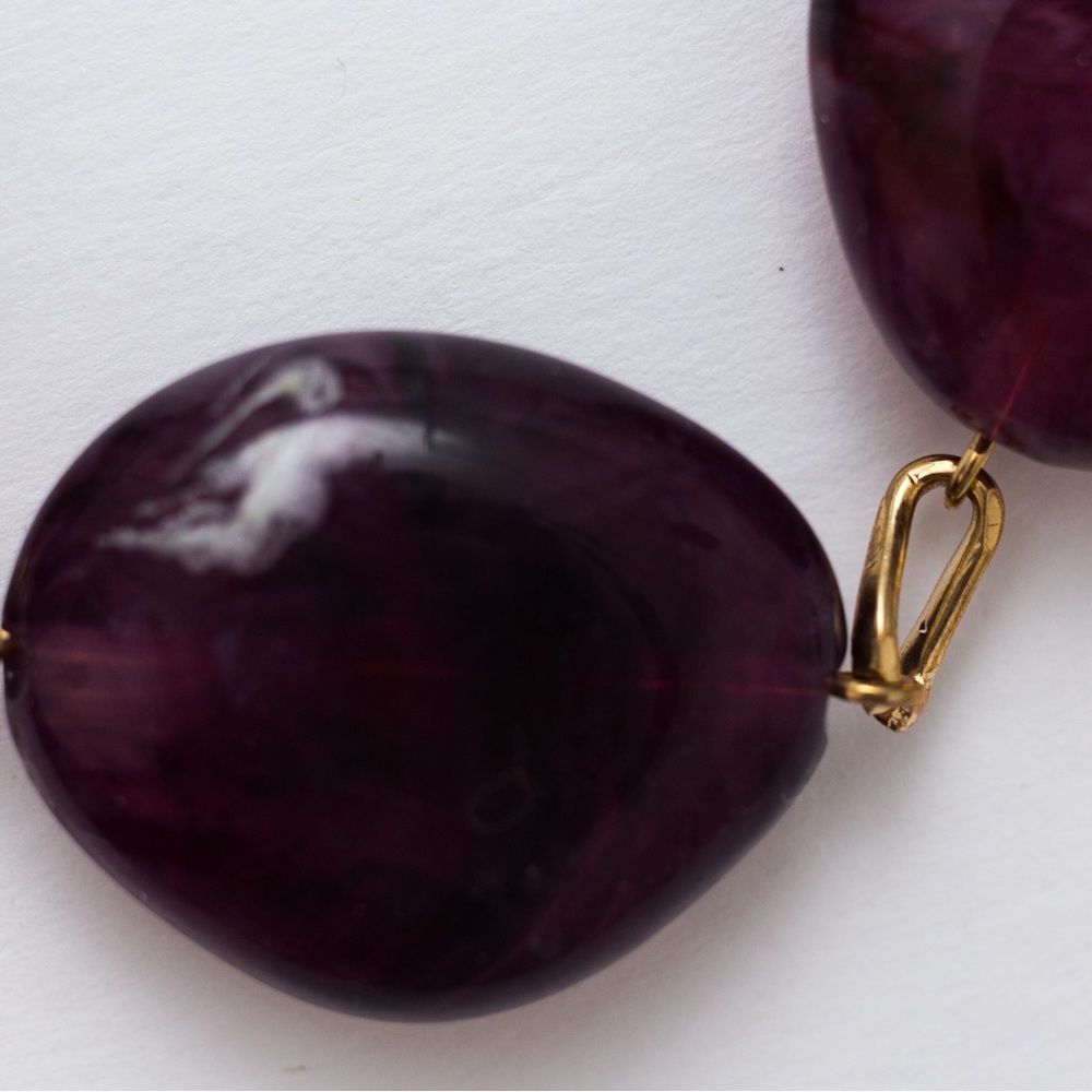 Choker length necklace with faux stone marble look chunky with gold tone Merona - Picture 8 of 11